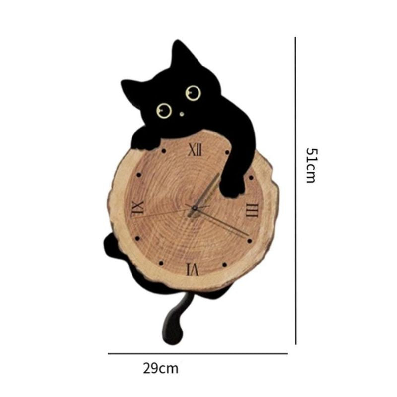 Horloge Murale Décorative Avec Chat Et Style Scandinave
