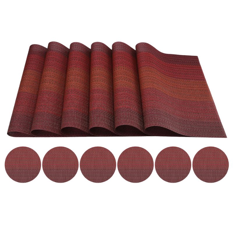 Set De Table Vinyle Rouge Dégradé Chic Et Durable 6 Pièces