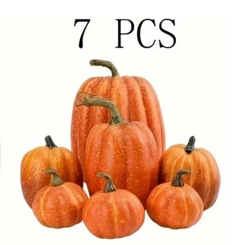 Décorations Halloween Ensemble de Citrouilles Artificielles Lot de 7