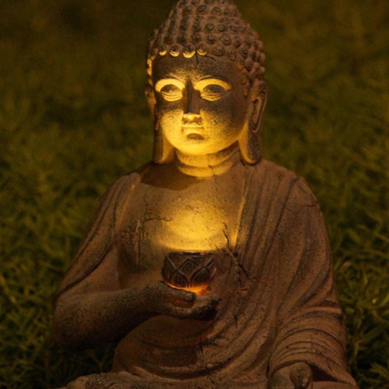 Sculpture Jardin Bouddha Assis En Ambiance Méditation