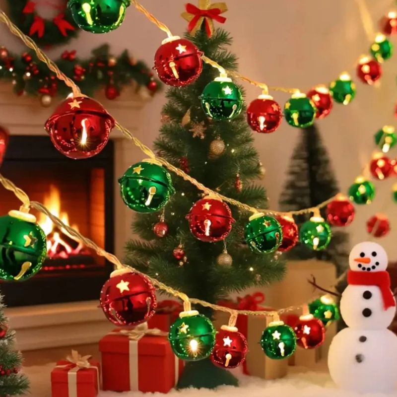 Décorations de Noël Guirlande en Cloches LED