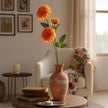 Fleur Artificielle Orange Avec Pompons Ronds