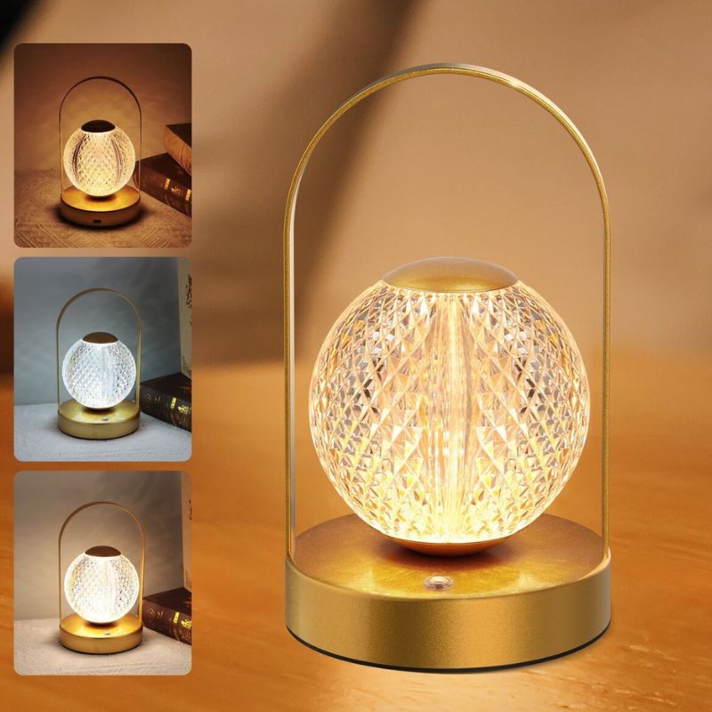 Éclairages De Table En Cristal Doré Avec Poignée Élégante