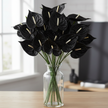 Fleur Artificielle Noir En Fleur Calla Avec Silhouette Fine