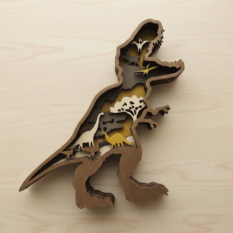 Sculpture En Bois Dinosaure En Design Ludique