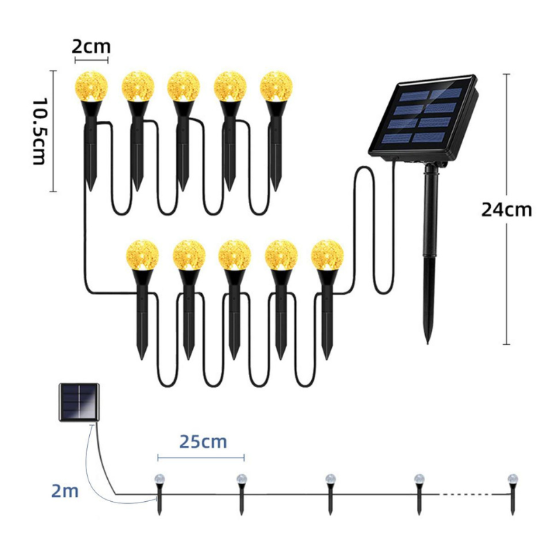 Bornes Lumineuses Solaires à Boules LED Décoratives