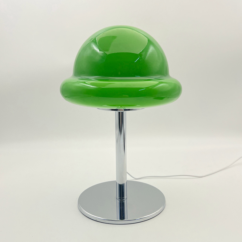 Lampe Champignon Verte Avec Pied Chromé Design Moderne