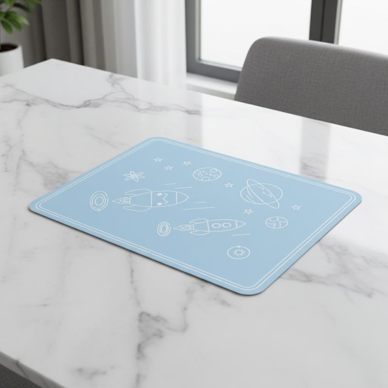 Set De Table Silicone Bleu Étanche Et Résistant À La Chaleur