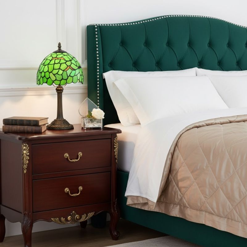 Lampe Champignon Gallé En Verre Verte