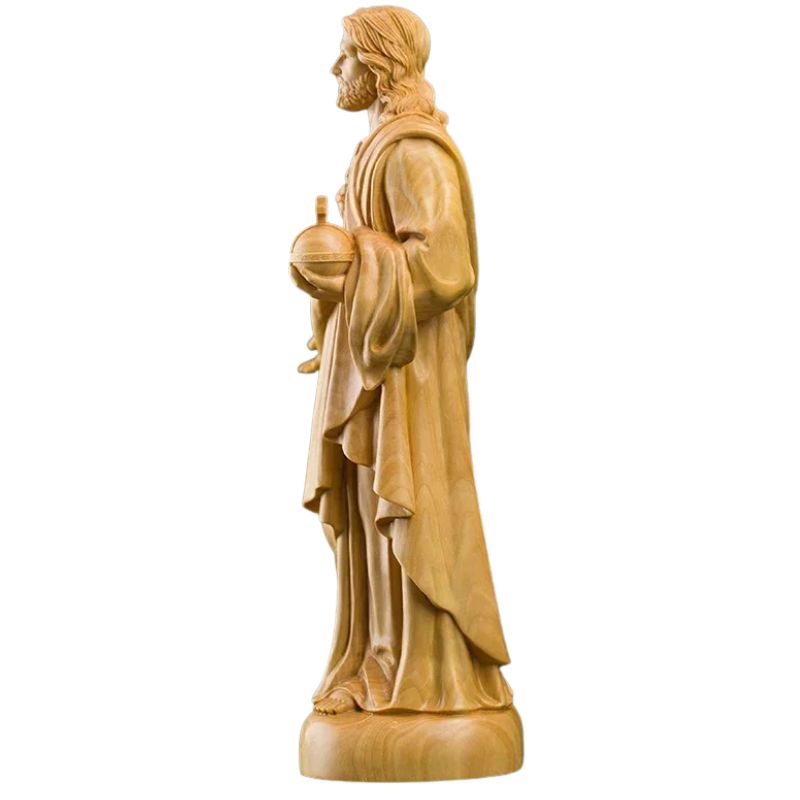 Statuette En Ivoire Jésus Christ Avec Sacré Cœur Sculpté