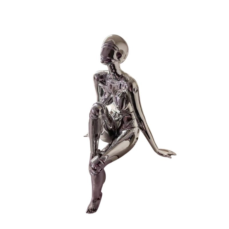 Sculpture Moderne Femme Chrome Design Contemporain