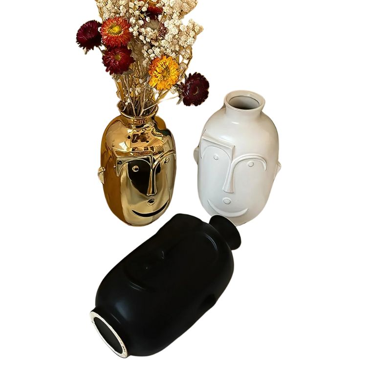 Vase Gros Visage en Céramique Britannique