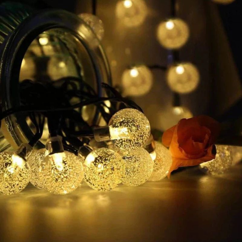 Guirlandes Guinguette Blanc Chaud Solaires Cristal LED
