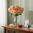 Fleur Artificielle Orange En Roses Ouvertes Avec Feuillage Mat