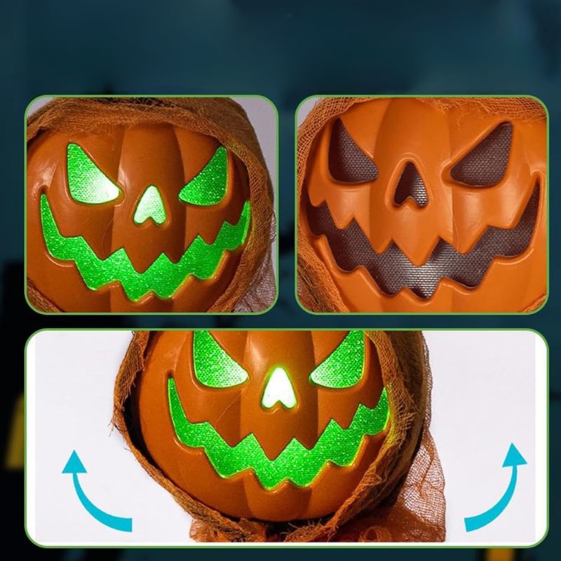 Citrouilles Halloween Fantôme Lumineux Suspendu avec Effets Sonores