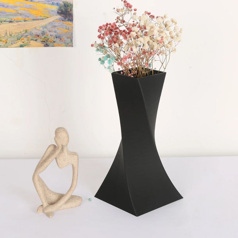 Vase Géométrique Noir 3D