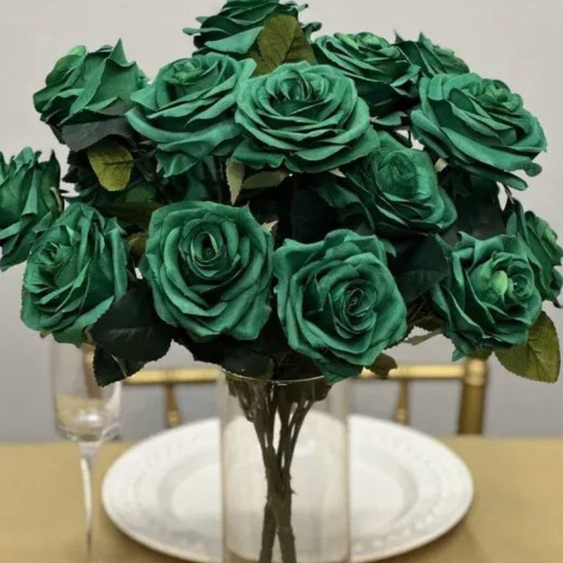 Fleur Artificielle Vert Bouquet de Roses Élégant