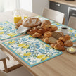 Set De Table Lavable Motif Citron Et Fleurs Bleues Méditerranéen 4 Pièces