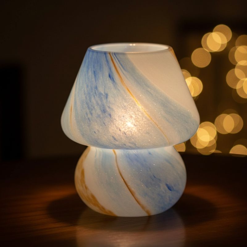 Lampe Champignon En Verre Opalin Style Murano