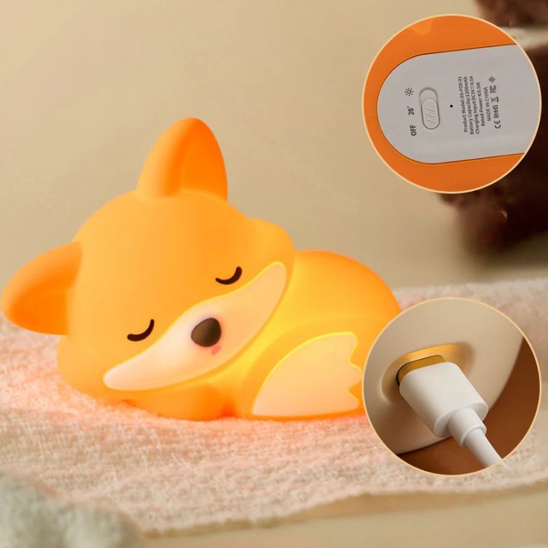 Veilleuses Renard En Silicone Rechargeables