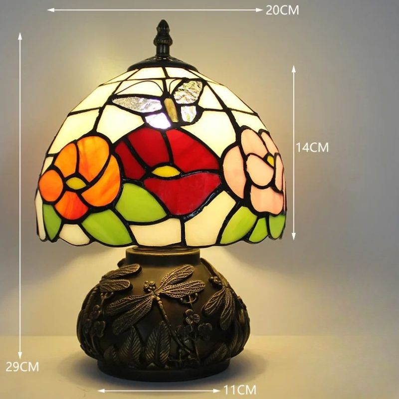 Lampe Champignon En Pâte De Verre Fleurie