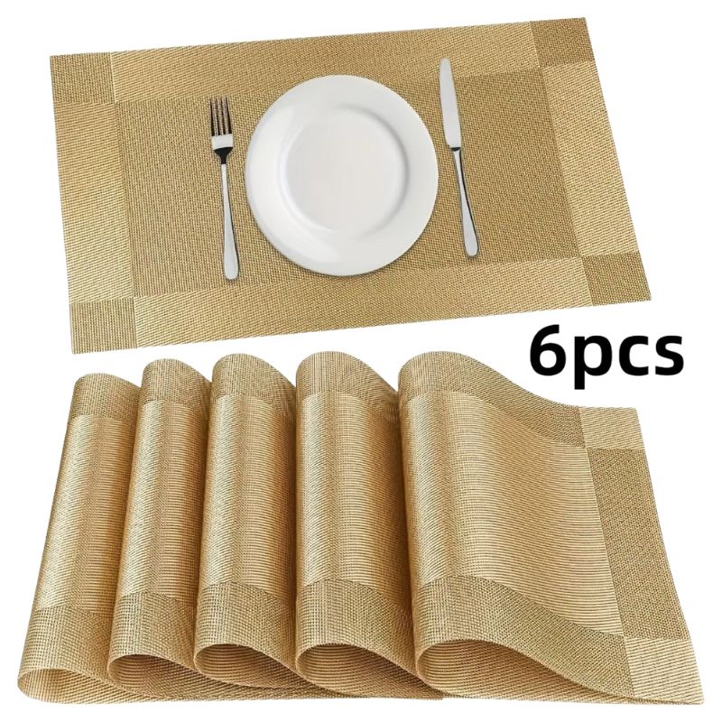 Set De Table Vinyle Doré Brillant Résistant À La Chaleur