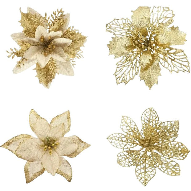 Décorations de Noël Fleurs Pailletées