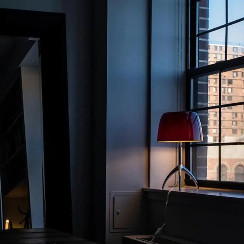 Lampe À Poser Champignon Rouge En Métal Style Contemporain