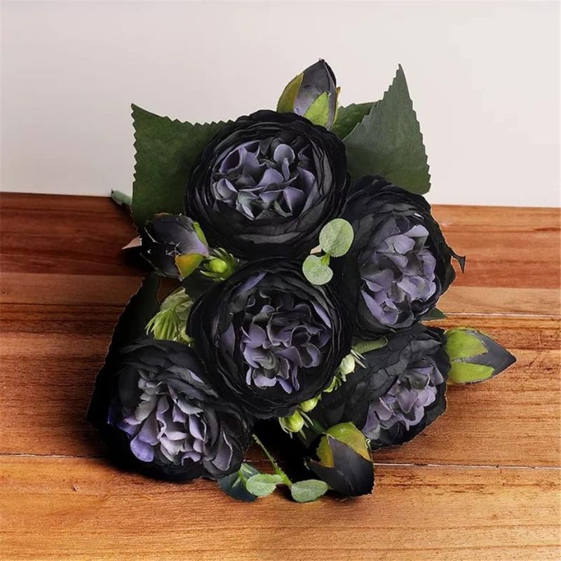Fleur Artificielle Noir Avec Bouquet Sombre En Style Contemporain