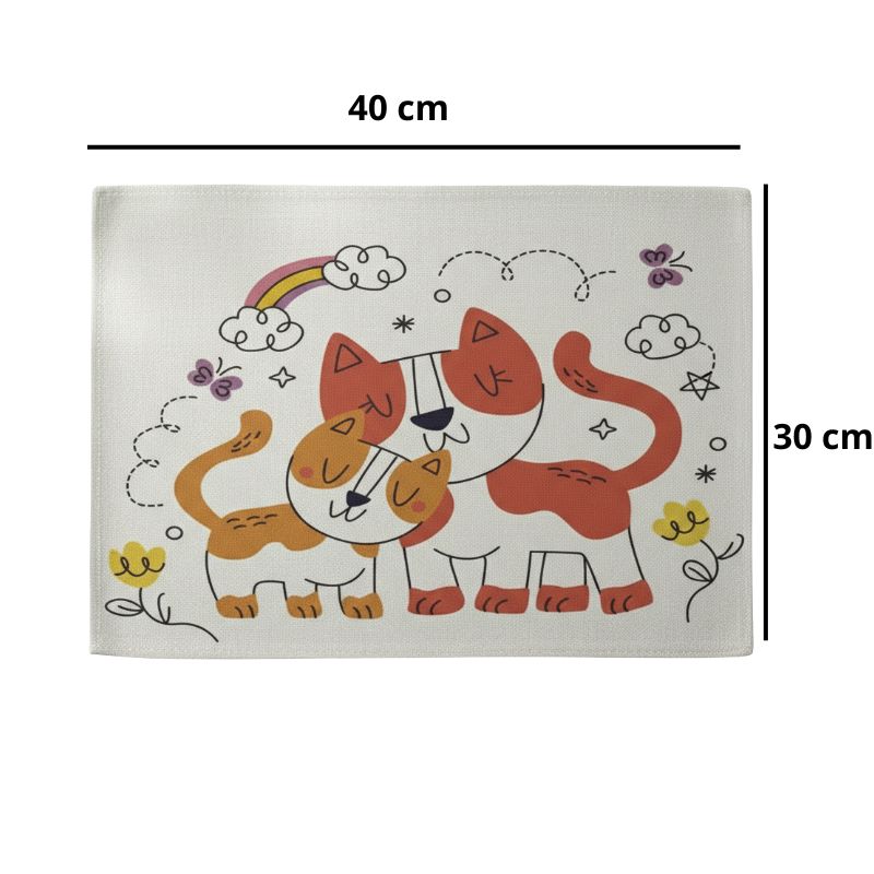 Set De Table en Lin Enfant Motif Chats Mignons