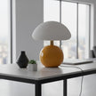 Lampe Champignon Orange Avec Abat Jour Blanc Élégante