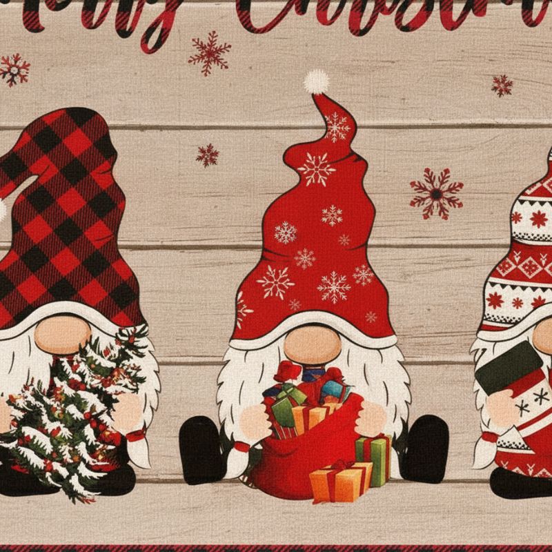 Set De Table En Lin De Noël Imprimé Merry Christmas Festif