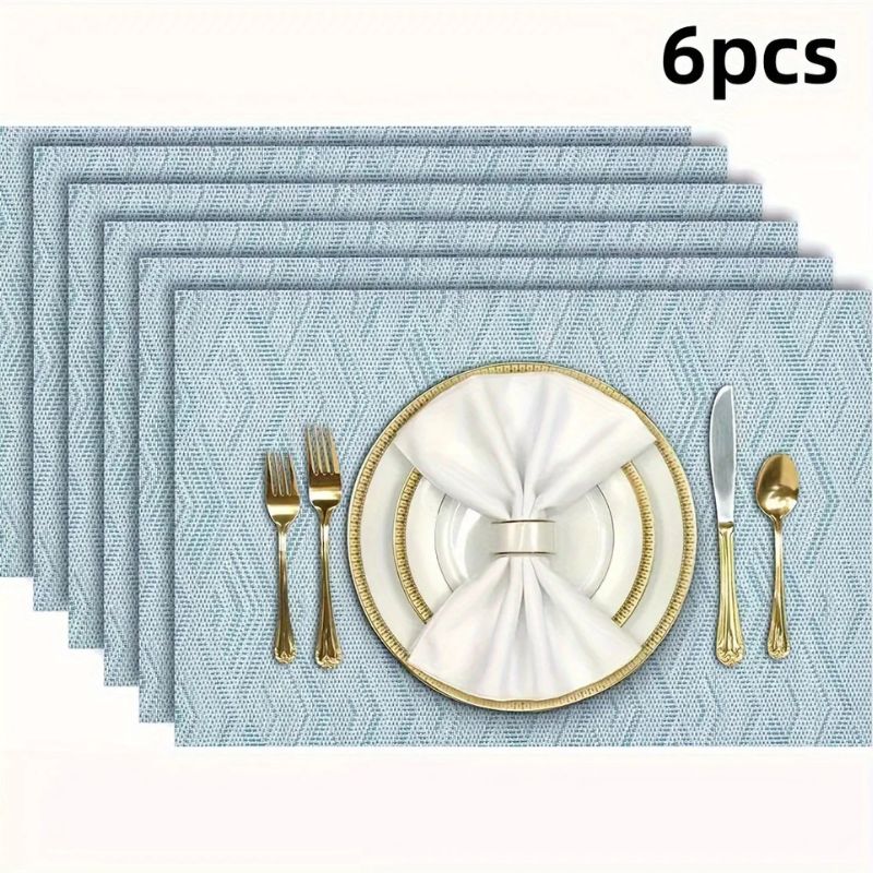 Set De Table Vinyle Bleu Clair Lavable Et Résistant À La Chaleur