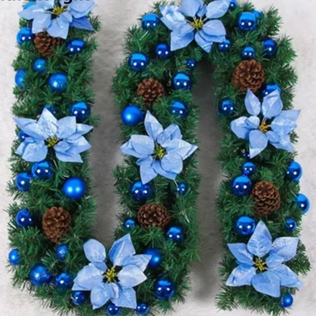 Guirlandes de Noël Lumineuses avec Boules et Fleurs Décoratives