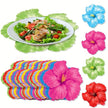 Set De Table Jetable Hawaïen Avec Fleurs D’Hibiscus Lot de 24 Pièces