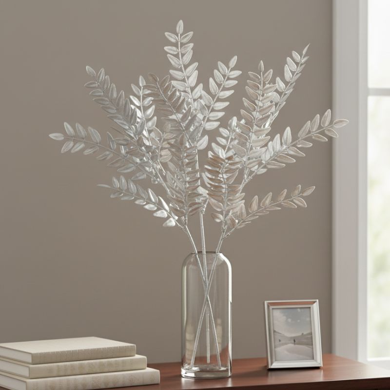 Fleur Artificielle Gris Avec Effet Métallisé Chic