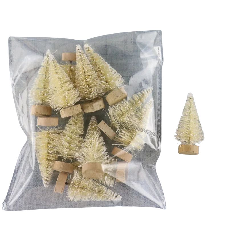 Sapin En Bois Mini Avec Neige Artificielle Lot de 12 Pièces