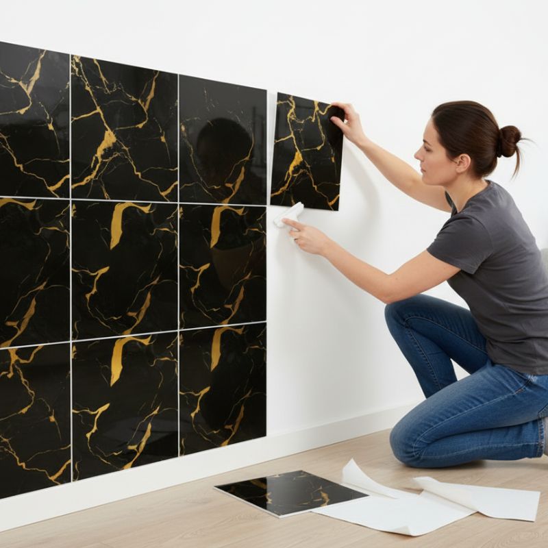 Panneau Mural Salle De Bain Autoadhésif Avec Finition Marbre Moderne