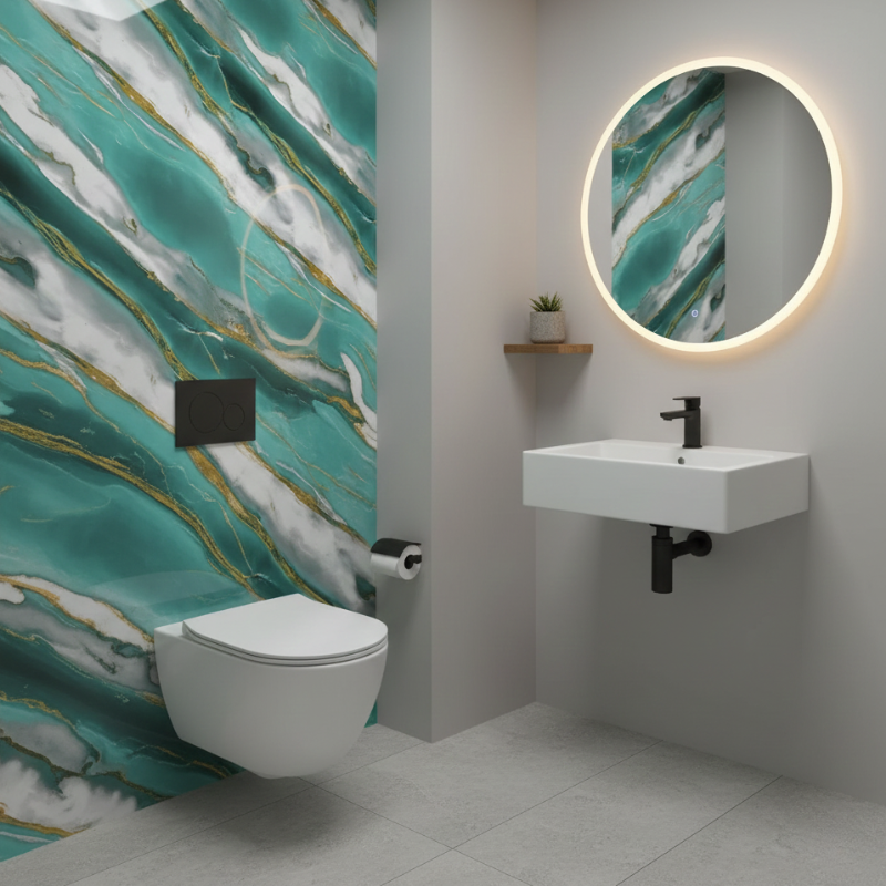 Panneau Mural Salle De Bain Décoratif Avec Style Marbré Raffiné