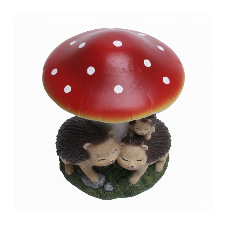 Sculpture Jardin Champignon Décoratif Avec Hérissons Mignons
