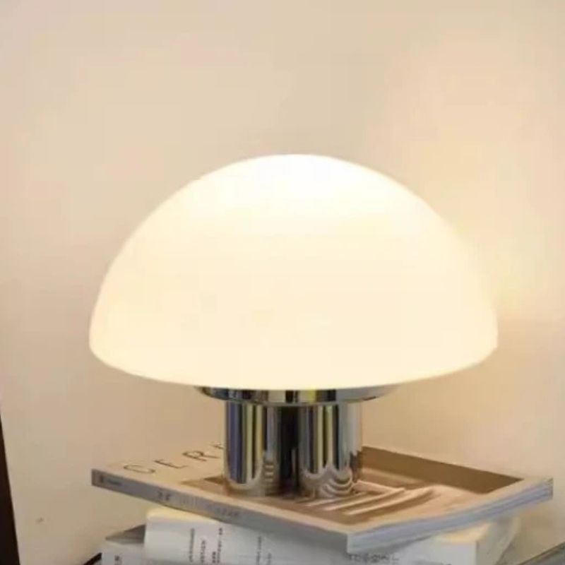 Lampe Champignon Année 70 En Acrylique Blanc Et Métal Chromé