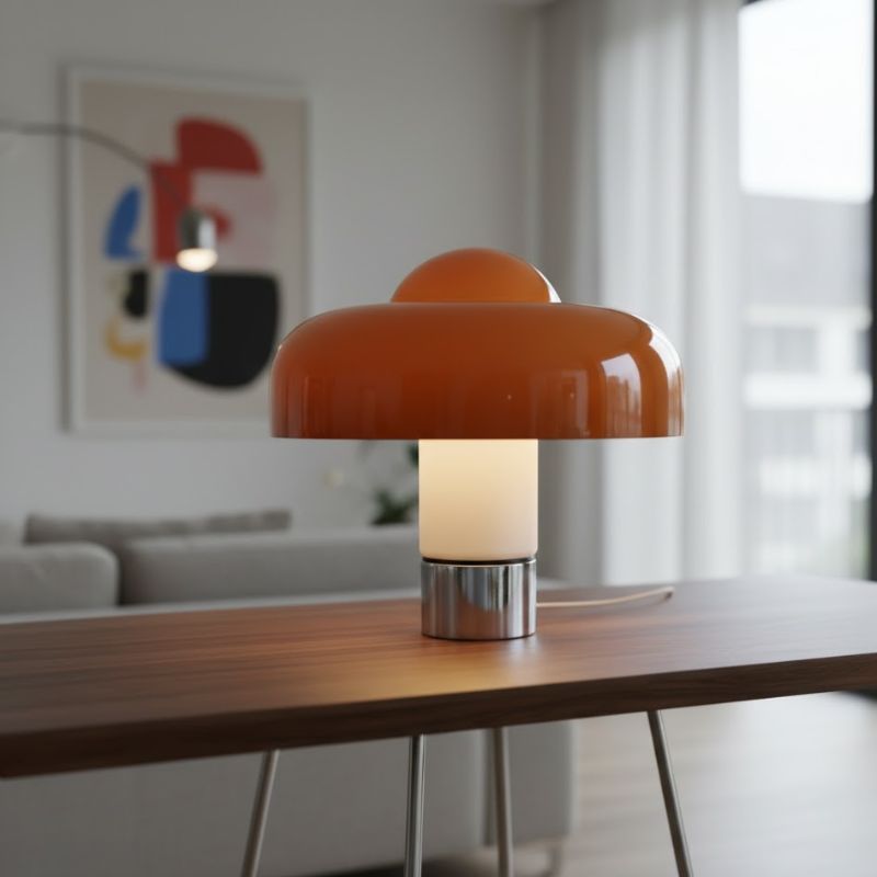 Lampe Champignon Orange Design Vintage
