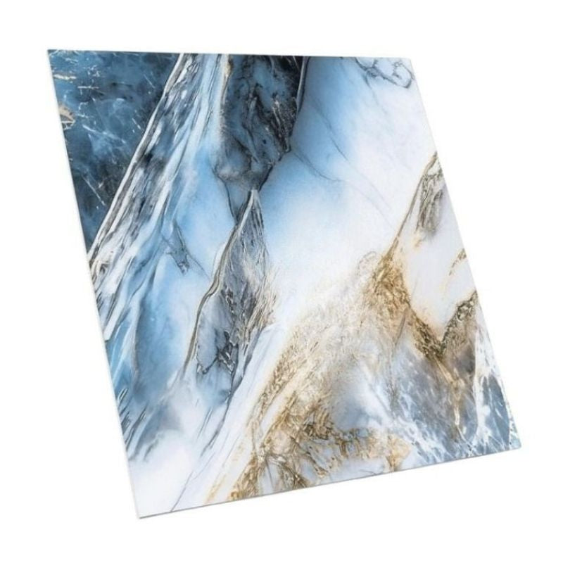 Panneau Mural Salle De Bain Avec Marbre Bleu Glacier Et Reflets Dorés