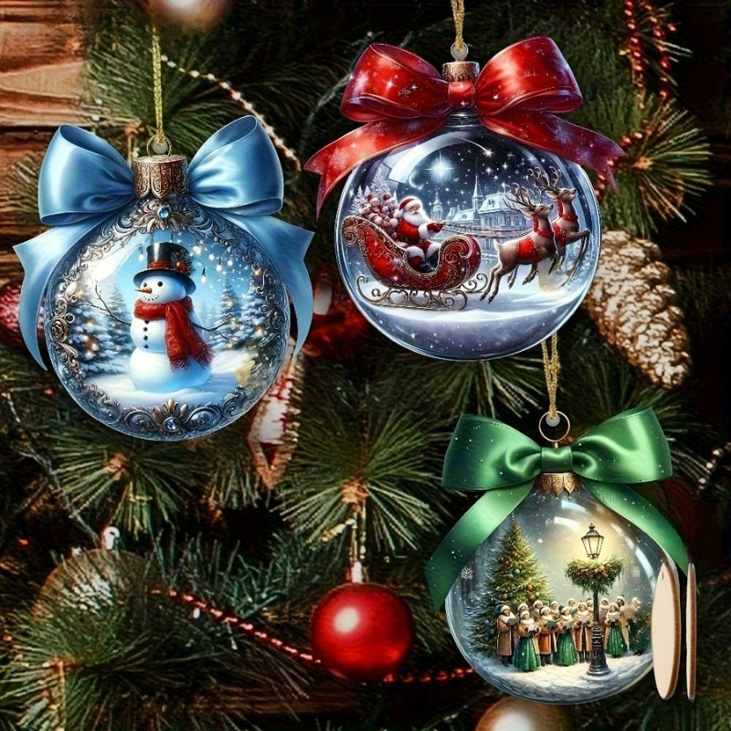 Décorations de Noël Boules À Scène Hivernale