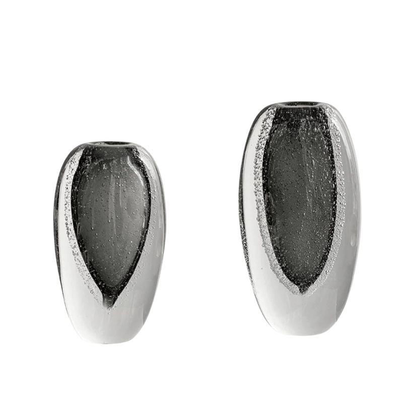 Vase Murrano en Verre Soufflé Gris Luxueux