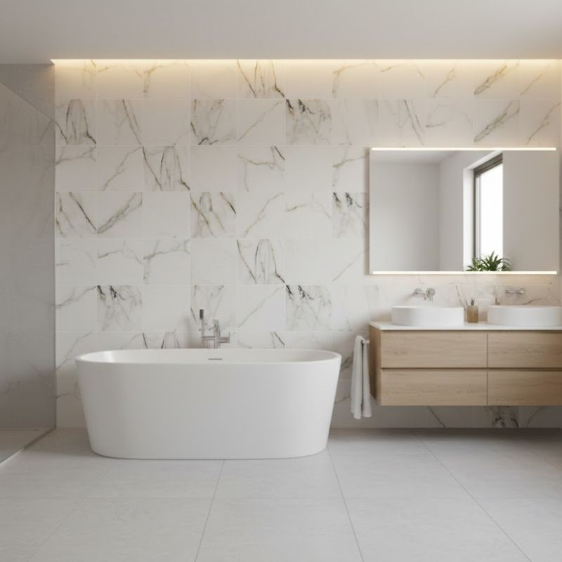 Panneau Mural PVC Inspiration Marbre Blanc Chic