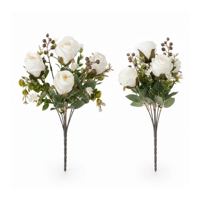 Fleur Artificielle Blanc Avec Arrangement De Roses