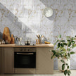 Panneau Mural PVC Avec Effet Marbre Blanc Et Veinage Doré