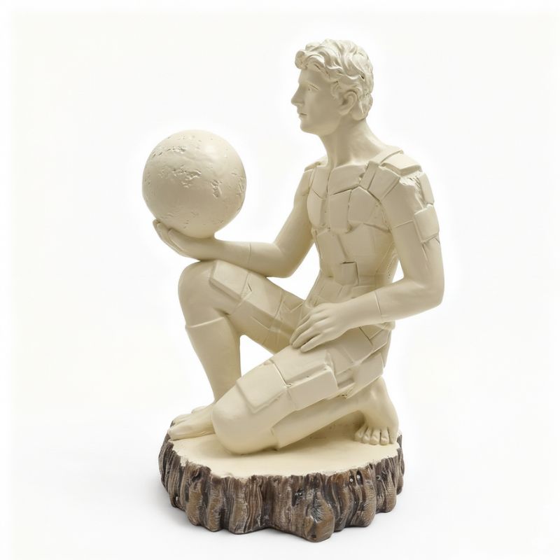 Sculpture David Lumineuse Avec Sphère Éclairée