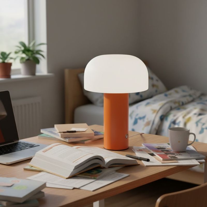 Lampe Champignon Orange Rechargeable Avec Interrupteur Tactile